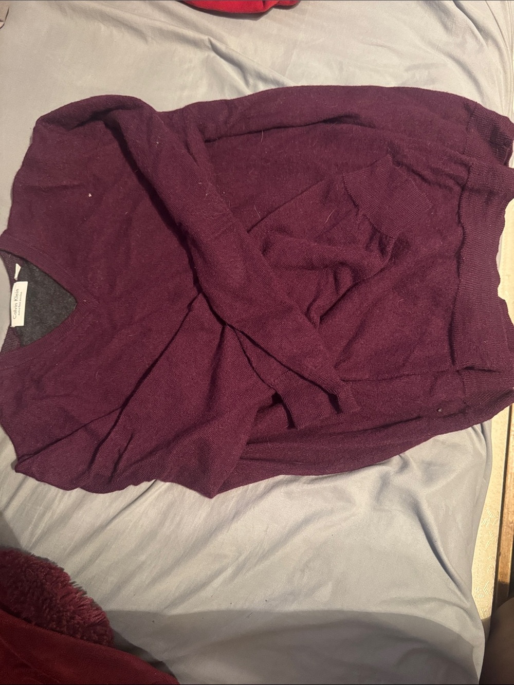Calvin Klein V-Neck Sweater in Deep Plum